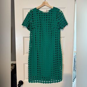 Julia Jordan Green Circle Pattern Overlay Dress
